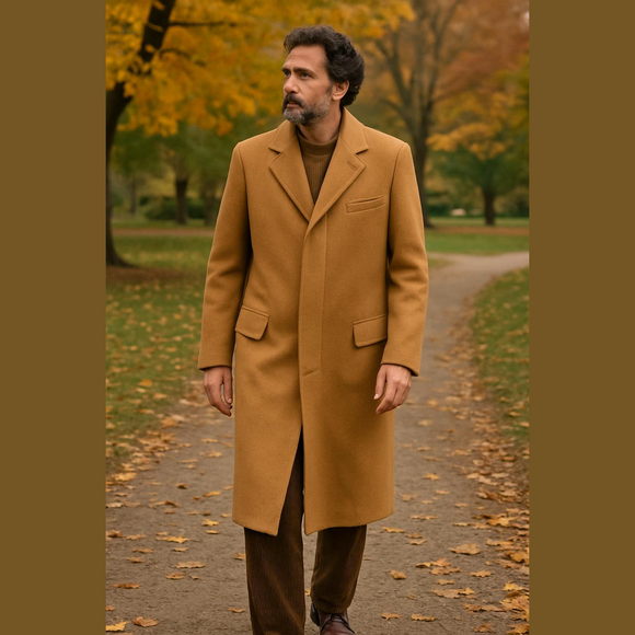 70s PENDLETON VIRGIN WOOL TAN CAMEL COLORED LONGLINE CLASSIC TRENCH COAT SZ 40L - Picture 1 of 11